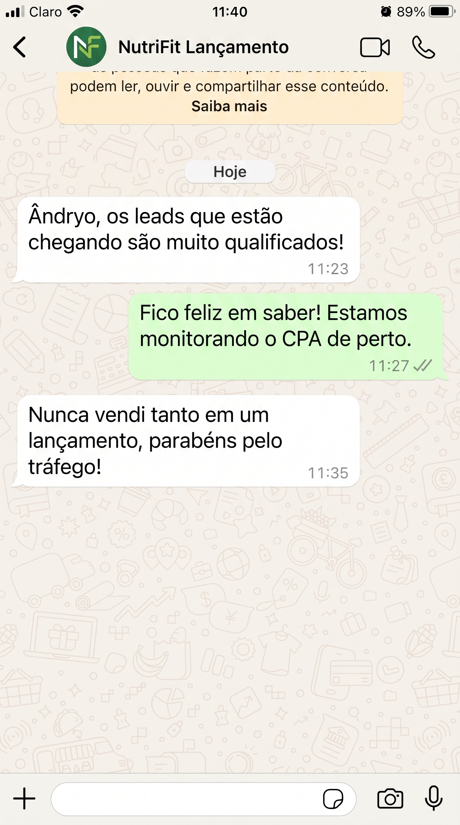 Depoimento NutriFit Lançamento - Tráfego Pago